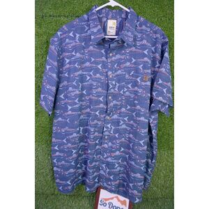 Solaris Outdoor Fish Print Casual‎ Button Down Shirt - Men's Size XXL